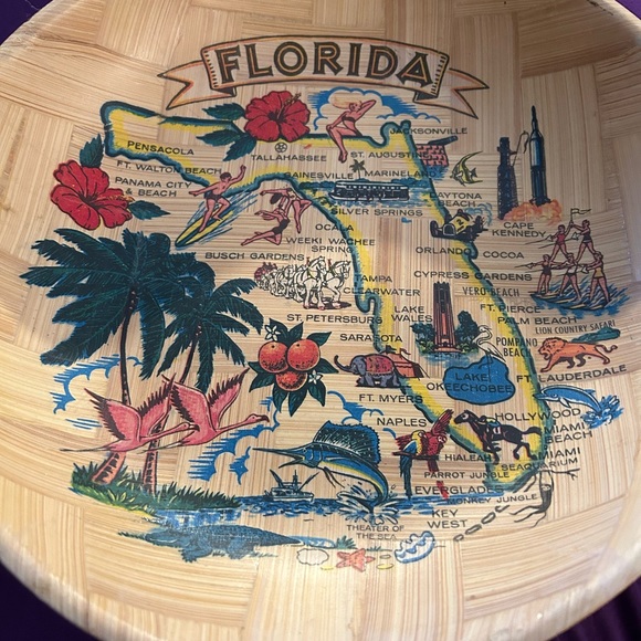 VTG Bamboo Tourist FL Fruit Basket. For decoration only. Unbranded. - Picture 7 of 8